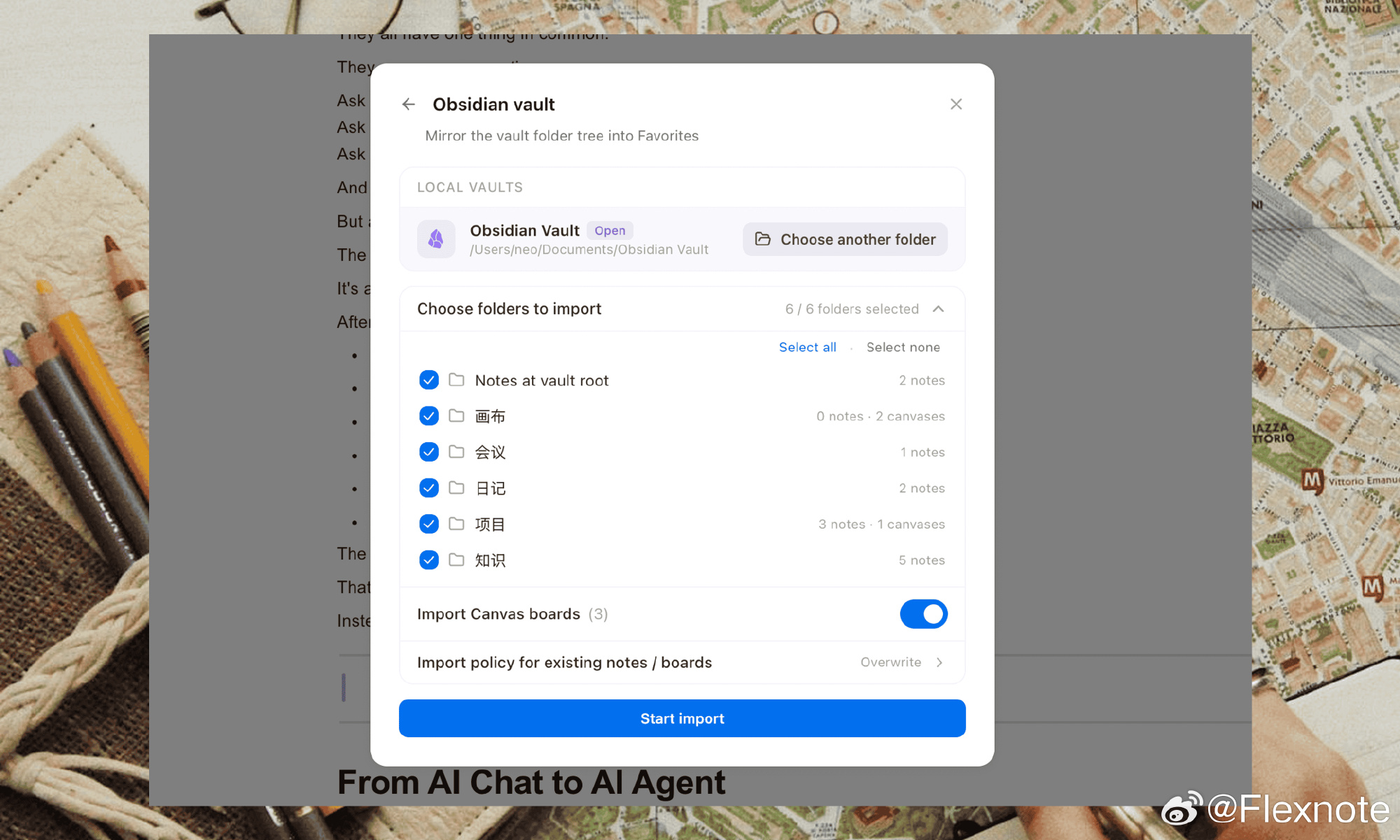 Import the entire Vault or move one top-level folder at a time